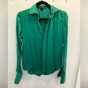 100% Silk Ralph Lauren Women's Green Blouse